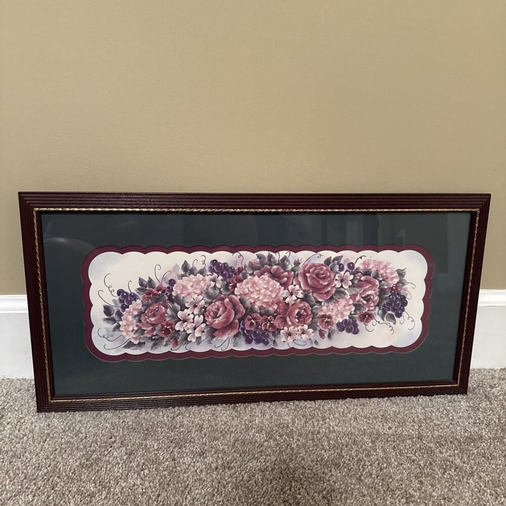 Vintage Floral Wall Art Classic Home Interiors framed in its original wood frame